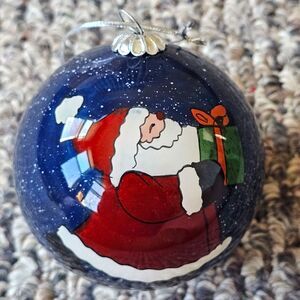 VTG Li Bien Pure 1 Inside Hand Painted Christmas Santa Ornament Sapphire Space